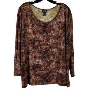 Rafaella Women Brown Snake Skin Blouse 2X